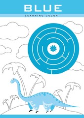 Learning colors. Blue. Educational material for children. Worksheet for kids.