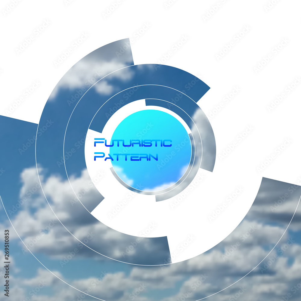 Aufkleber circular pattern, circle elements forming geometric frame for photo with colorful blue color gradien