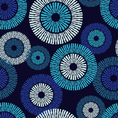 Polka dots seamless pattern. Mosaic of ethnic figures. Patterned texture. Geometric background. Can be used for wallpaper, textile, invitation card, wrapping, web page background.