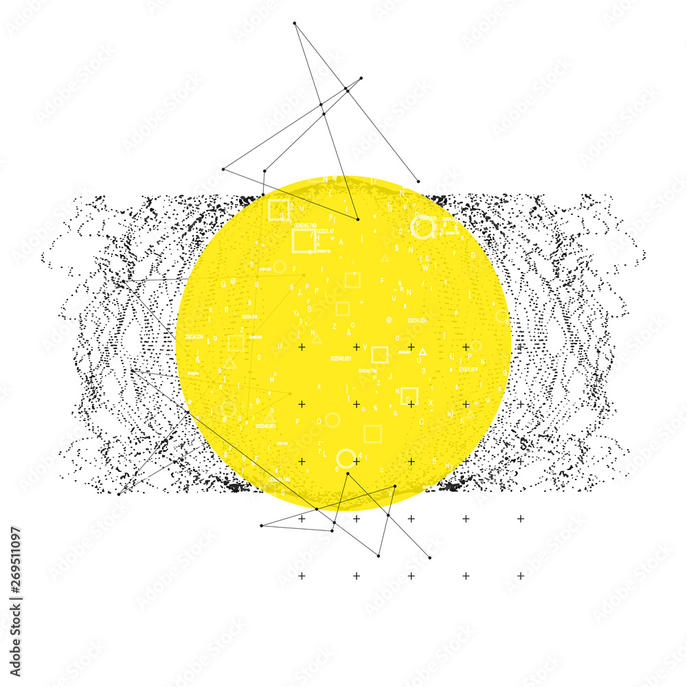 Poster trendy modern science or technology 3d background with dynamic particles. cyberspace grid. futuristi