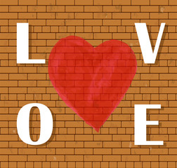 Brick wall with heart. Graffiti. Vector illustration. EPS 10