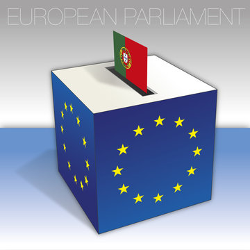Portugal, voting box, European parliament elections, flag and national symbols, vector illustration