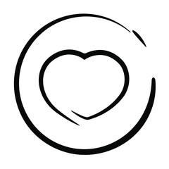 Heart icon in the circle for internet store or shop application. Usefull for online shopping button. Vector, EPS 10