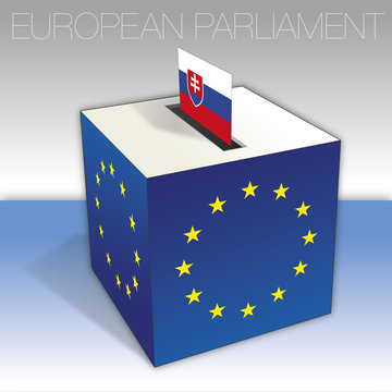 Slovakia, voting box, European parliament elections, flag and national symbols, vector illustration