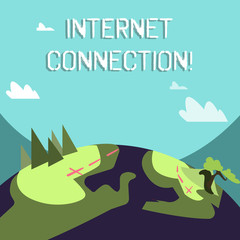 Word writing text Internet Connection. Business photo showcasing The way one gains access or connection to the Internet Mountain View with Marked Hiking Trail and Trekking Tracks for Outdoor Ads