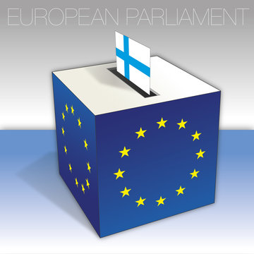 Finland, voting box, European parliament elections, flag and national symbols, vector illustration