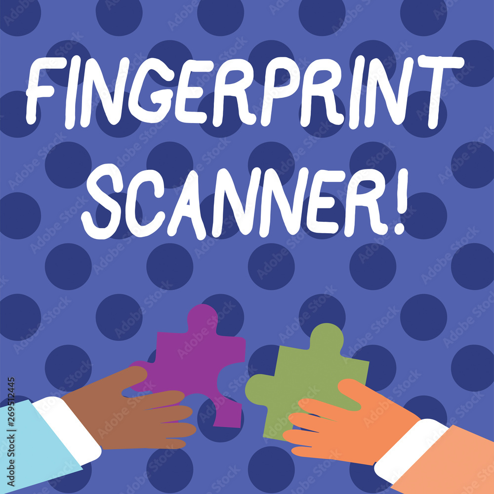 Poster handwriting text writing fingerprint scanner. conceptual photo use fingerprint for biometric validat