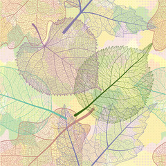 Seamless pattern with abstract  leaves. Vector illustration.  EPS 10