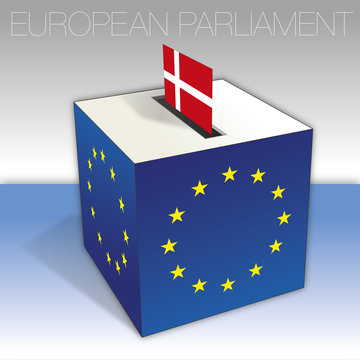 Denmark, voting box, European parliament elections, flag and national symbols, vector illustration