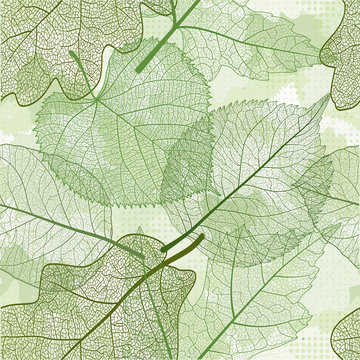 Seamless pattern with abstract  green leaves. Vector illustration.  EPS 10