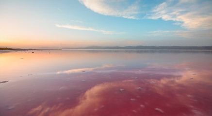 Maharlu pink lake at sunset - Shiraz, Iran