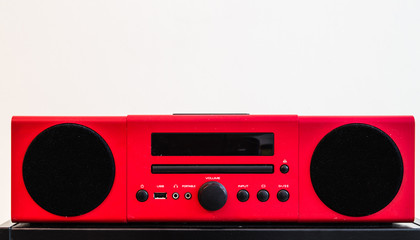 vintage design style red color speaker on white background