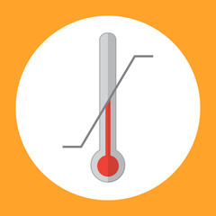 Icon of thermometer with red inside with maximum and minimum scale