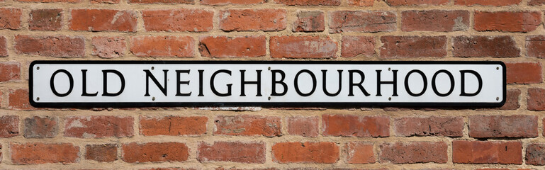 Fototapeta premium Old Neighbourhood street sign brick background