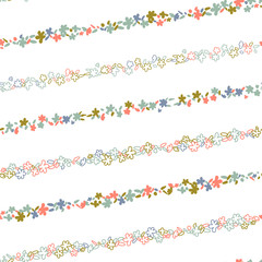  Floral vector seamless pattern. Simple stylized flowers background.