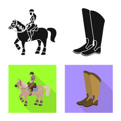 Vector design of equipment and riding symbol. Collection of equipment and competition vector icon for stock.