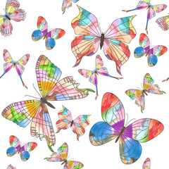 Beautiful seamless pattern with butterflies. Vector illustration, EPS 10