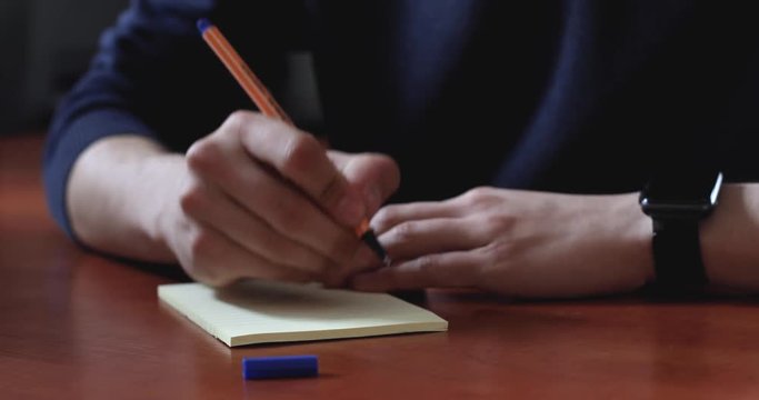 worker writes on tear-off sticker shot on 5d mark 4 UHD