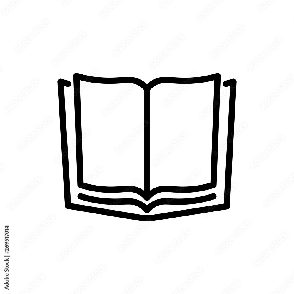 Aufkleber flat line design graphic image concept of open book icon on white background