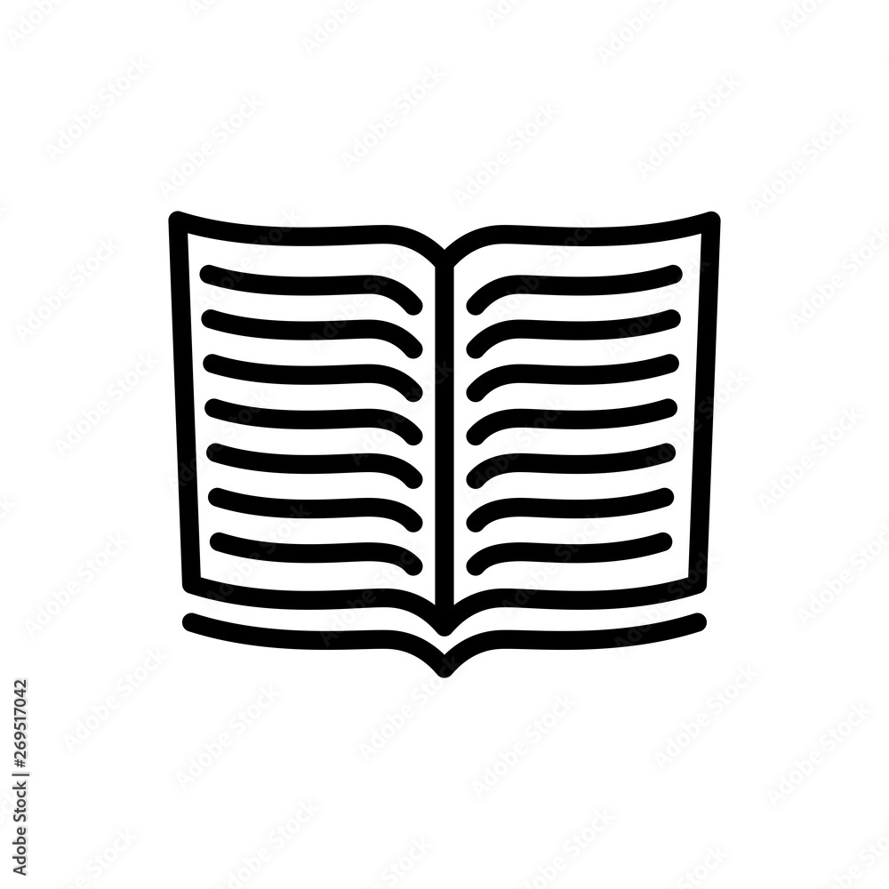 Poster flat line design graphic image concept of open book icon on white background