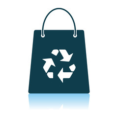 Shopping Bag With Recycle Sign Icon