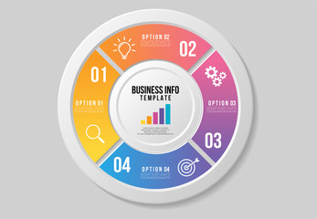Vector Infographic Design Template with Options Steps and Marketing Icons can be used for info graph, presentations, process, diagrams, annual reports, workflow layout