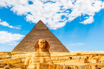 The Sphinx and Pyramid in Cairo,Egypt