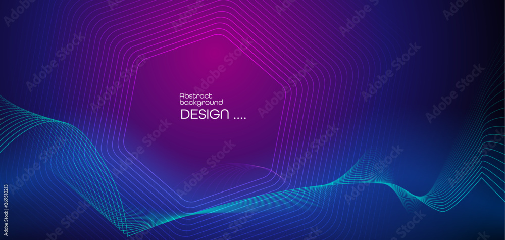 Poster vector illustration smooth lines in red and dark blue color background. hi tech digital technology c