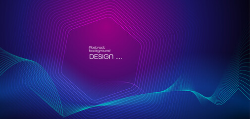 Vector illustration smooth lines in red and dark blue color background. Hi tech digital technology concept. Abstract futuristic, shiny lines background