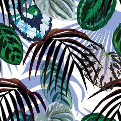 leaves monstera palm pattern