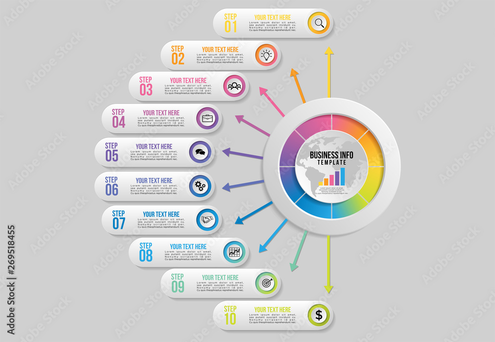 Poster vector infographic design template with options steps and marketing icons can be used for info graph