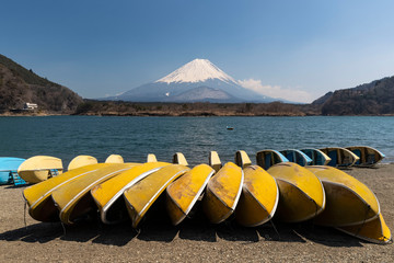 Mt.Fuji and Shojiko lake in winter