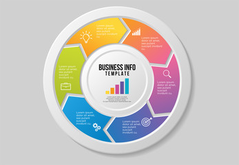 Vector Infographic Design Template with Options Steps and Marketing Icons can be used for info graph, presentations, process, diagrams, annual reports, workflow layout