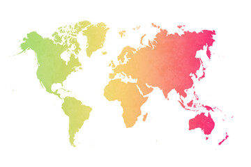 Fototapeta na wymiar world map on colorful wall background