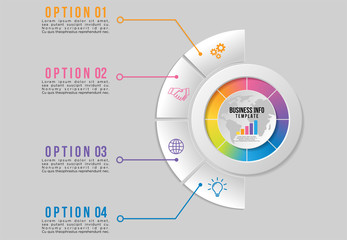 Vector Infographic Design Template with Options Steps and Marketing Icons can be used for info graph, presentations, process, diagrams, annual reports, workflow layout