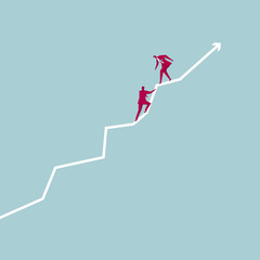 Teamwork, business concept. Isolated on blue background.