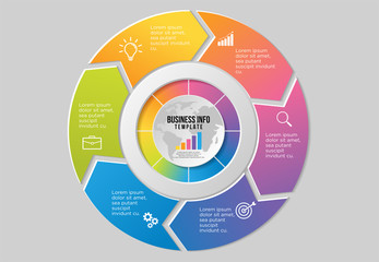 Vector Infographic Design Template with Options Steps and Marketing Icons can be used for info graph, presentations, process, diagrams, annual reports, workflow layout