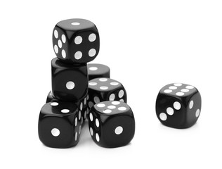 black dice on a white background