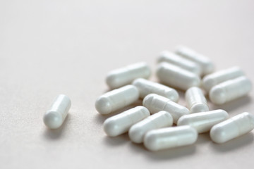 closeup of cbd vitamins pill capsules