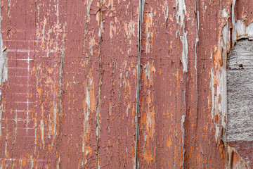 Old Weathered Red Painted Peeling Wood Texture