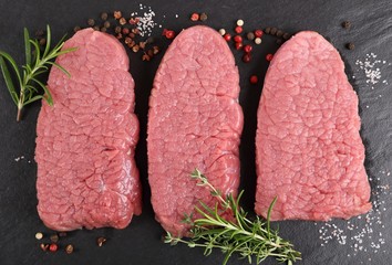 Beef sirloin steaks.