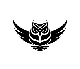 Vector illustration with the image of an owl pattern in design on a black white background.