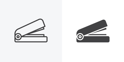 Office stapler icon. line and glyph version, Stapler outline and filled vector sign. linear and full pictogram. Symbol, logo illustration. Different style icons set