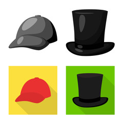 Vector design of clothing and cap sign. Collection of clothing and beret vector icon for stock.