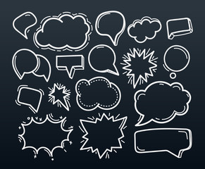 Abstract handdrawn doodle speech clouds set. Vector design elements