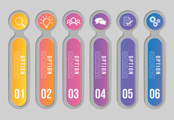 Vector Infographic Design Template with Options Steps and Marketing Icons can be used for info graph, presentations, process, diagrams, annual reports, workflow layout