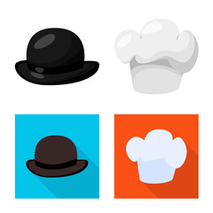 Isolated object of clothing and cap icon. Set of clothing and beret stock vector illustration.