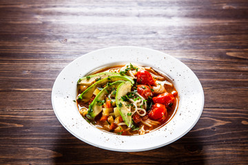 Ramen - soup with noodles and vegetables
