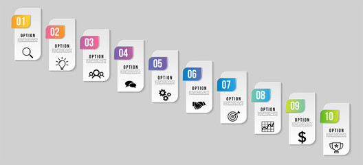Vector Infographic Design Template with Options Steps and Marketing Icons can be used for info graph, presentations, process, diagrams, annual reports, workflow layout
