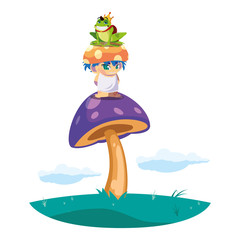 toad prince and fungu elf in garden